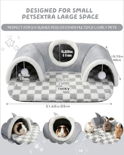 Extra Large Guinea Pig Hideout Tunnel, 22Lx16Wx5H Inches, Grey | Pet Tunnel for Dwarf Rabbits, Bunny, Chinchillas, Hamsters, Hedgehogs, Ferrets. Small Animal Tubes & Tunnels. Eay Assembly - color: Grey