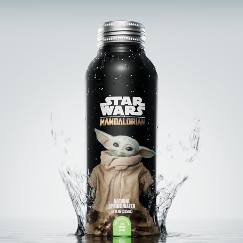 PULSE Star Wars The Mandalorian - Natural Filtered Spring Water - Disney Bottles - BPA-Free Aluminum Recyclable Bottles - 12 Pack - style: The Mandalorian