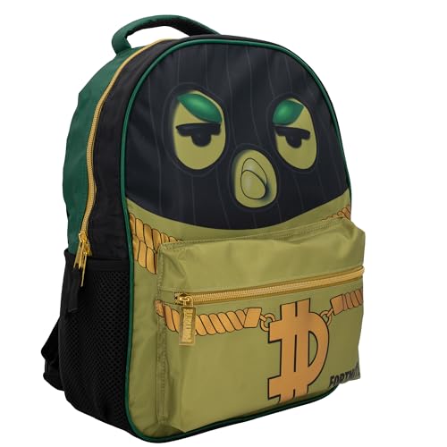 Fortnite Big Dill Backpack for Boys & Girls, 16 Inch Nylon Twill Big Face Schoolbag withMetal Fortnite Zipper Pull, Green - style: Fortnite Big Dill