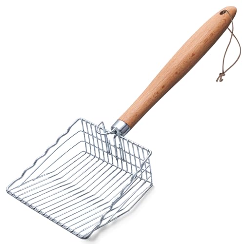 Cat Litter Scoop, Metal Scooper for Litter Box, 9.8" Long Handle | Premium Kitty Shovel with Hook and Hole, for Easy Cleaning, Durable, Odor-Free for Litter Box, for Cat Litter Box Cleaning - size: 9.8"Handle