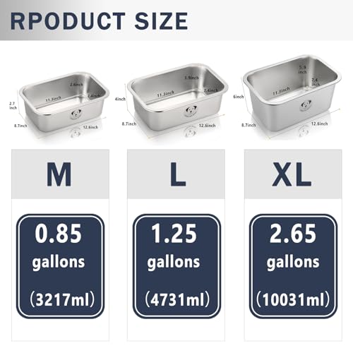 Stainless Steel Dog Bowls for Large Dogs, 0.85 Gallons High Capacity Metal Food Dog Bowls Extra Large Water Bowl for Dogs - size: 0.85 Gallons