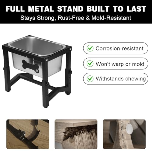 Metal Elevated Dog Bowls – 3 Adjustable Heights (9.2"-12") with 1.85GAL Stainless Bowl, Elevated Dog Bowls Medium/Large Breed, Elevated Dog Water Bowl, Neck & Joint Protection - size: 1.85 gallon