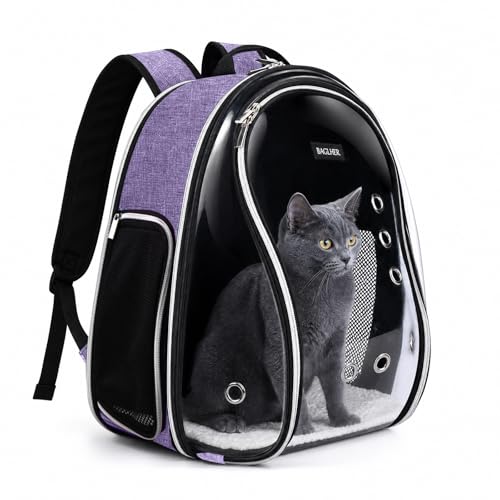 BAGLHER Cat Carrier Backpack Bubble - Fit Up to 18 Lbs - Airline-Approved Dog Backpack Carrier for Small Pets Puppies Dogs Bunny, Space Capsule Dog Carrier Backpack for Travel Outdoor Hiking, Purple - color: Purple