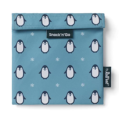 ROLL'EAT ® Snack'n'Go Animals | Reusable Snack Bag | Kids Snacks Container | Eco Friendly Food Bag | Reusable Bag for Snack Storage | Penguin Design - style: Penguin