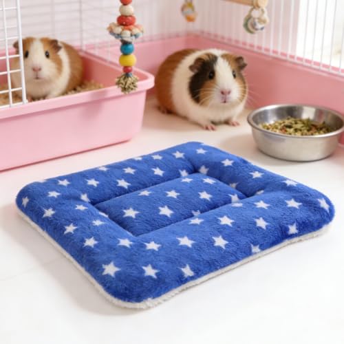 Guinea Pig Bed, 2 Pack (12x10 Inch) Soft Plush Small Animal Bed Mat, Washable Bedding Blanket Sleeping Warm Pad for Bunny, Rat, Ferret, Chinchilla - color: Royal Blue
