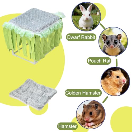 Guinea Pig Bed, Washable Small Animal Tunnel Hideouts with Curtains, Hamster Tunnel for Hamster Chinchill Small Bunny Ferret - color: Square stand, brown