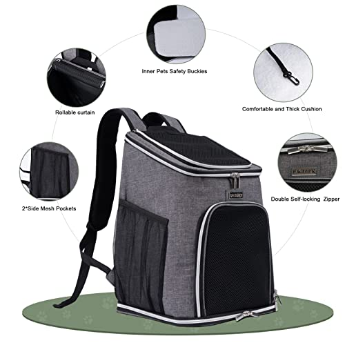BAGLHER Cat Backpack Carrier, Mesh Pet Cat Carrier for Medium Small Dog Cat Puppy Kitten Bunny up to 18lbs, Dog Travel Backpack for Picnic Hiking Walking Cycling,Grey - color: Grey, size: Non-Expandable