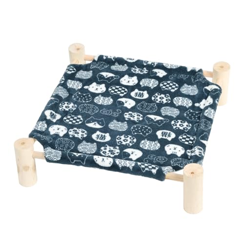 Patas Lague Cat Hammock Bed Small Eleveted Dog Bed 19x19 in Blue | Brethable Wooden Pet Bed, Rabbit Cot, Outdoor Cat Furniture For All Season - color: Blue