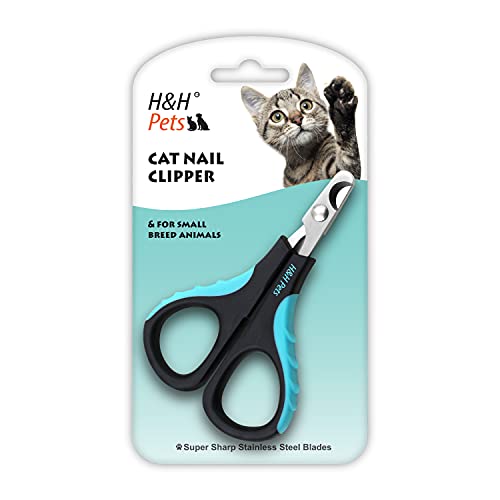 Cat Nail Clipper by H&H Pets - Professional Sharp Stainless Steel Claw Clipper Trimmer with Sturdy Non Slip Handles - For Small Animal & Cats Nail Cutter