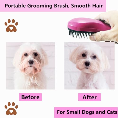 Puppy Brush, Soft Dog Brush for Grooming, Puppy Hair Remover Brush Comb, Grooming Tool for Poodles, Teddy, Yorkies, Maltese, Shih Tzu, Chihuahua, Pink - color: Pink