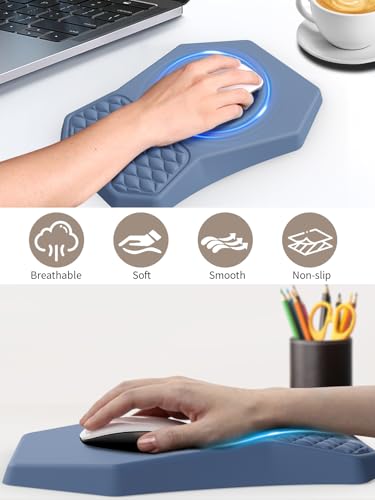 3-in-1 Ergonomic Keyboard Stand with Wrist Rest & Mouse Pad Set, Blue | Comfy Keyboard Riser Holder Soft Mousepad with Massage Design, Memory Foam and Non-Slip PU Base for Pain Relief - color: Blue