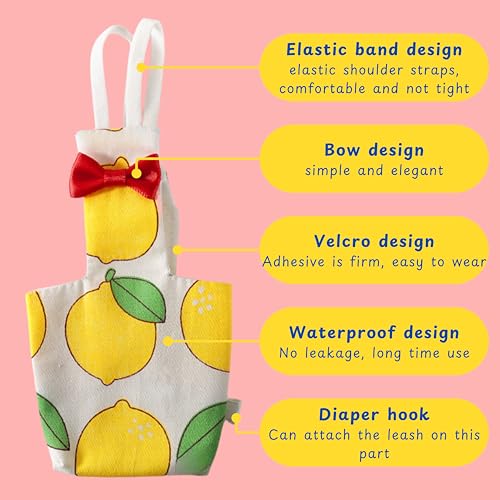 Pigeon Diaper Harness and Bird Leash Set, Birds Diapers for Pigeons and Leash Pigeon Harnesses, Diapers for Birds Cockatiel Parrot Parakeet, Macaw Harness and Leashes Pants (L-Yellow Lemon)
