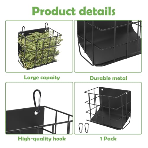 Rabbit Hay Feeder with Heavy-Duty Metal Frame Rabbit Hay Holder, Bunny Hay Feeder Guinea Pig Hay Holder,for Rabbits Guinea Pigs Bunny Chinchillas and Small Animals (Black) - color: Black, size: 1 piece