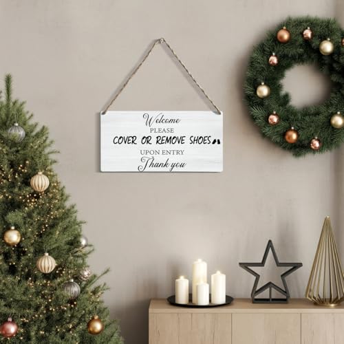 Please Remove Your Shoes Sign, Take off Your Remove Shoes Sign for House Front Door, Cover or Remove Shoes, Housewarming Gifts for New House Home Women Men 12x6 inches - color: Shoes