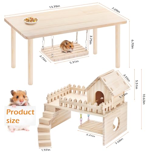 2-piece Hamster cage Accessory Toy Set Includes a Swing, Platform, Stairs, and Fence for a Hamster House, Suitable for Small Animals Such as Syrian Hamsters, sandrats, and Hamsters