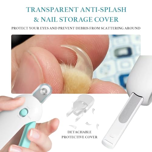 Cat Nail Clipper, Cat Nail Trimmer with Adjustable 3-Size Trimming Hole & Hidden Nail File, Anti-Splash Claw Cutter with Debris Catcher for Kittens, Adjustable Aperture Pet Blue Nail Clippers
