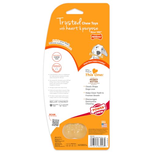Nylabone Power Chew Classic Bone Chew Toy for Dogs, Durable Dog Toys for Aggressive Chewers, Peanut Butter Flavor, Large/Giant - Up to 50 lbs. (1 Count) - size: Large