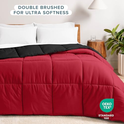 Bare Home King/California King Comforter - Reversible Colors - Goose Down Alternative - Ultra-Soft - Premium 1800 Series - All Season Warmth - Bedding Comforter (King/Cal King, Black/Red) - color: 13 - Black/Red, size: King/Cal King