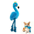 Flamingo Dog Toy, Squeaky Plush Rope Toy for Tug and Play | Fun sound stimulation for chewing, shaking and active play - color: Blue Flamingo
