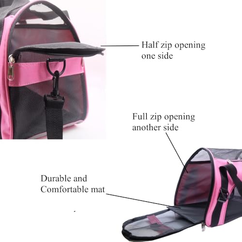 ZaneSun Cat Carrier,Soft-Sided Pet Travel Carrier for Cats,Dogs Puppy Comfort Portable Foldable Pet Bag Airline Approved (LightPink) - color: LightPink