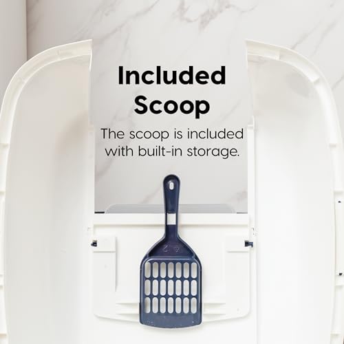 IRIS USA Large Front Door Cat Litter Box, Walk-in Entry, Navy | Nervous Cats, Private Enclosure Design, Covered Walk-Through, Flip Door Access, Privacy Hood, Contained Environment - color: Navy, style: Jumbo Enclosed
