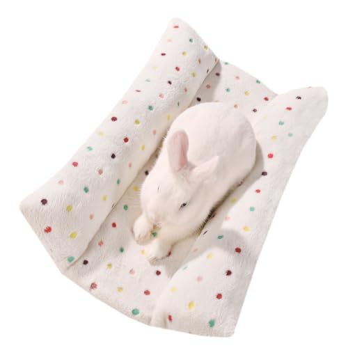 24x16 in Rabbit Bed Large Size - Warm & Comfortable Plush Rabbit Mat Pad with Star Pattern, Double-Sided Flannel Pet Pad Cozy Fleece Bedding for Bunnies, Guinea Pigs, Small Animals, White - color: Beige, size: 24*16in