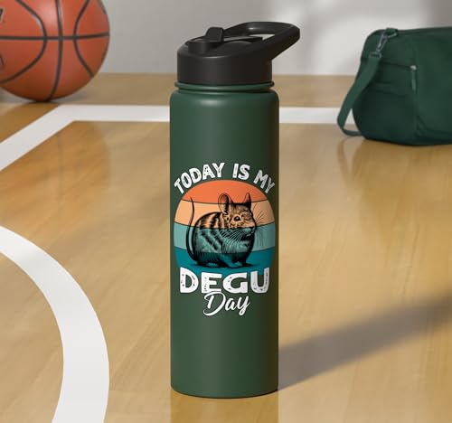Funny Degu Stainless Steel Insulated Water Bottle - color: Dark Green
