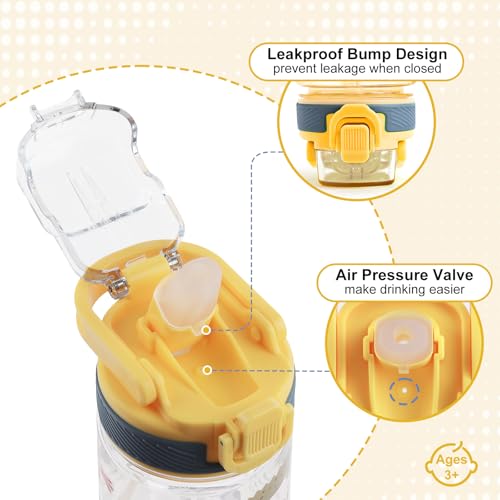 Kids Water Bottle for School, 16 Oz Plastic Water Bottle, 2 Pack | Silicone Spout, Pop-Up Cover, BPA Free & Dishwasher Safe, Woodland Animals & Flower - color: Woodland Animals/Flower, size: 16.2 Ounces