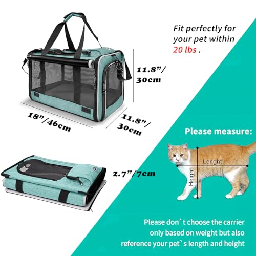 GAPZER Small Dog Carrier Yorkshire Puppy Softshell Chihuahua Transport Cage | Privacy Protection Big Kitten Car Travel Cloth Carry Bag up to 20 lbs, Small Animal Portable Mesh Kennel Cage for Vet Visits - color: Turquoise