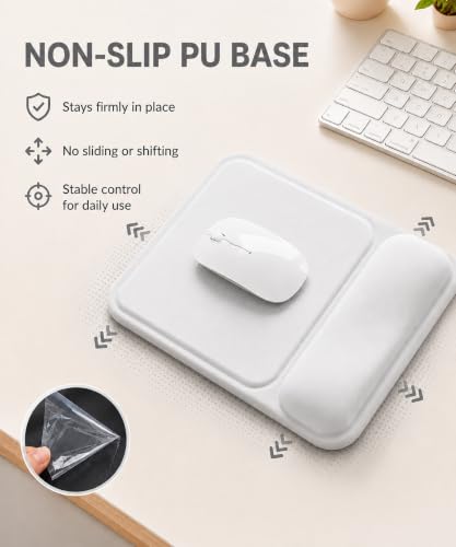 Ergonomic Mouse Pad with Wrist Rest, Gel Mousepad with Soft Wrist Support, Non-Slip PU Base, Smooth Surface Mouse Pad for Wrist Pain Relief, Computer Laptop Office Home & Gaming (Grey) - color: Grey