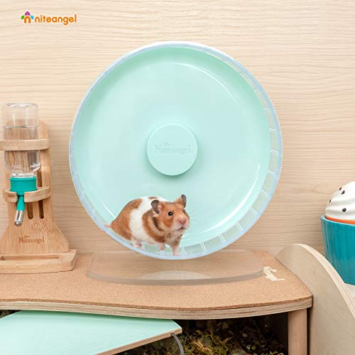 Niteangel Super-Silent Hamster Exercise Wheels: Quiet 10 inch Running Wheel | Can 10.6-13.4" Adjustable Height - No Bend Back Spinner Running for Dwarf Syrian Hamster Gerbils Mice Or Other Small Animal - color: Mint Green, size: Medium