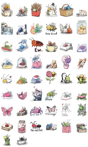 100 PCS Bug Stickers Pack – Waterproof Bug Decals for Water Bottles, Laptops, Phones, Notebook, Cars – Cool Vibrant Graphics for Bugs Enthusiast - color: Bug