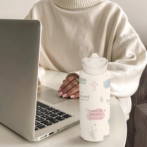 Christian Water Bottle 32oz Stainless Steel Insulated with Lid, Inspiration Gifts for Women, Religious Gifts for Mom Friends Ladies Sisters on Birthday Mother's Day Christmas - color: Christian 1