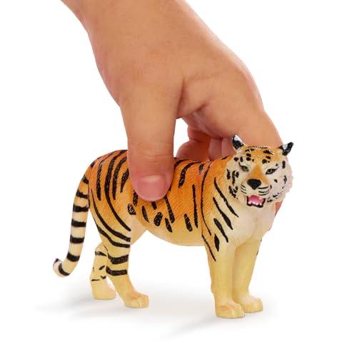 Terra by Battat Tiger Family Animal Figures, 4-Piece Safari Set, Animals | Plastic tiger family with 2 adult tigers and 2 tiger cubs that stand on their own paws for zoo, jungle, and safari, 3+ Years - style: Tiger Family