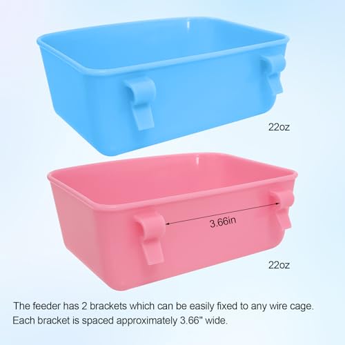 6 Pack Feeder (Blue, Pink), Hanging Feeder,Food and Water Container, Bath Water Bowl Universal for Birds Hamsters Mice Rats Rabbit Guinea Pig Small Pets (M) - size: M