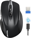TECKNET Wireless Mouse Rechargeable, 2.4G Computer Mice with USB-A Receiver | 2.4G Connection, 800mAh Battery, 3X Faster Charging, Silent Click, 6-Level 4800 DPI, Ergonomic Design for All-day Comfort - color: Black