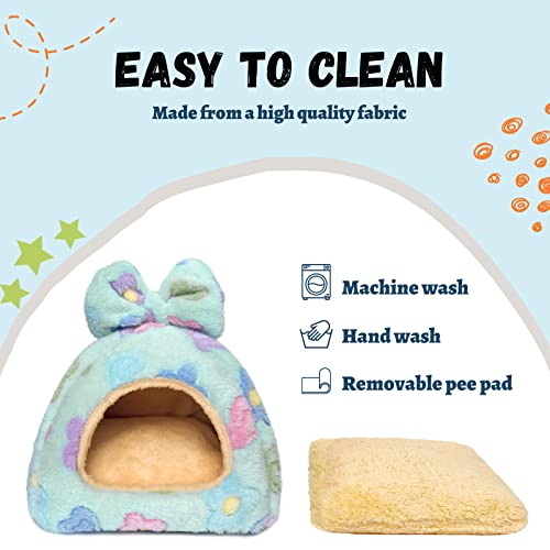 Guinea Pig Hideout House, Cozy Chinchilla Bed, Washable | Cute Habitat Cage Accessory, Warm Hideaway for Small Pets Ferrets Hedgehogs - color: Green