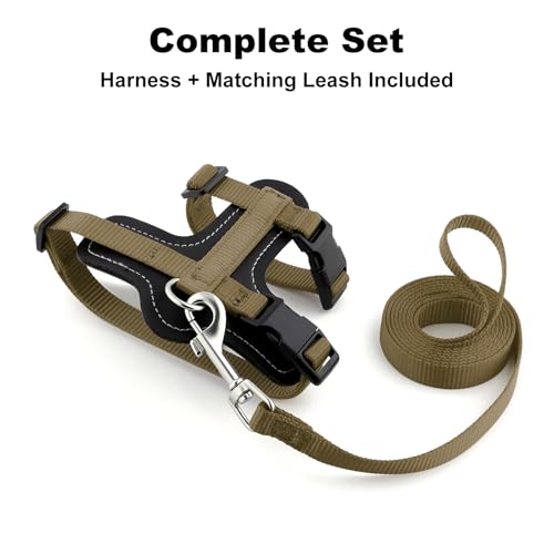 Plutus Pet Adjustable Cat Harness and Leash Set, with Leather Trim | Quick Release, Escape Proof Nylon Vest, for Kitten Small Medium Large Cats, Brown - color: Brown