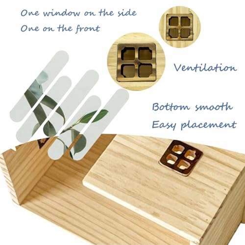 Hamster Wooden House with Windows Rat Wood Hideout Small Animal Climbing Play Hut for Dwarf Hamster Sugar Gliders Gerbil