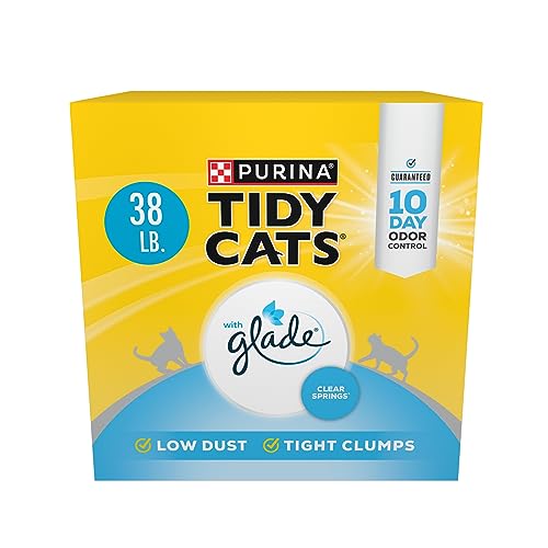 Purina Tidy Cats Clumping Cat Litter, Glade Clear Springs, 38 lb | Lightweight, low dust multi-cat litter with 10-day odor control and fresh floral fragrance - size: 38 Pound (Pack of 1)