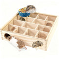 Kathson Wooden Hamster Tunnel Maze with Cover,Multichamber Hamster Hideout | Mice House Tunnel Exploring Toy for Dwarf Hamsters, Gerbils,Small Animals - color: Transparent-top hamster hideaway