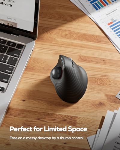 Nulea Wireless Trackball Mouse Ergonomic Vertical Design Thumb Control | Rechargeable mouse with quiet clicks,4 DPI levels,3 device Bluetooth & USB receiver,smooth tracking,compatible with PC-Black - color: D-Black