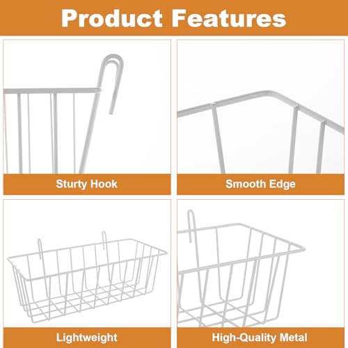 6 Pack Rabbit Hay Feeder, Heavy Duty Metal Bunny Hay Holder with Hooks, 9 x 4 x 3 Inch Hanging Hay Rack for Rabbit Cage, Guinea Pig, Chinchilla, White - color: White