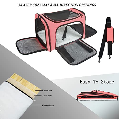 Soft Sided Carrier for Small Medium Cats Dogs,TSA Airline Approved Collapsible Travel Pet Carrier (Medium, Watermelon) - color: Watermelon, size: Medium