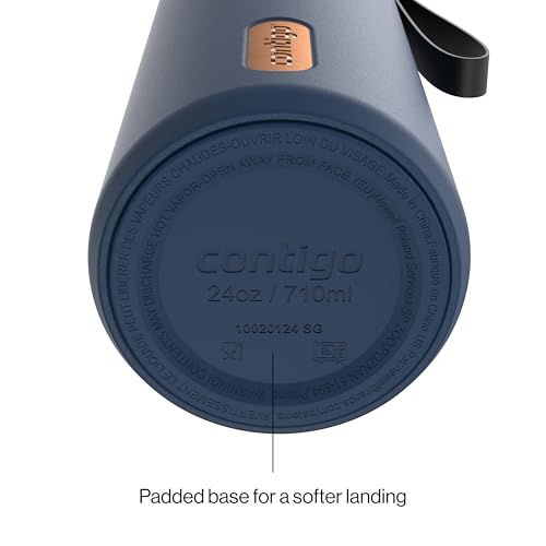 Contigo AutoSeal 24 oz Stainless Steel Vacuum-Insulated Water Bottle with Leakproof Push-Button Spout & Lock, Carry Strap, BPA-Free & Lead-Free, Dishwasher Safe - color: Abyss Bronze, size: 24 Ounces