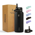 32oz Insulated Stainless Steel Water Bottle with Straw Lid Lager Capacity - color: Black
