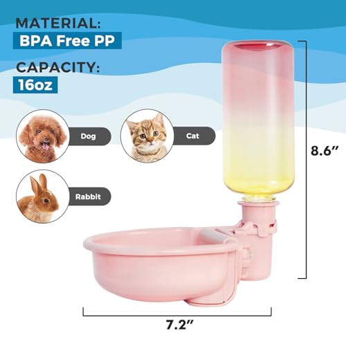 VANNON Gravity Pet Water Bowl, 16oz Anti-Splash Dispenser, Gradient Pink | Anti-splash gravity water bowl with a floating disk helps reduce spills while keeping water cleaner for everyday hydration. - color: D-Gradient Pink, size: 16oz