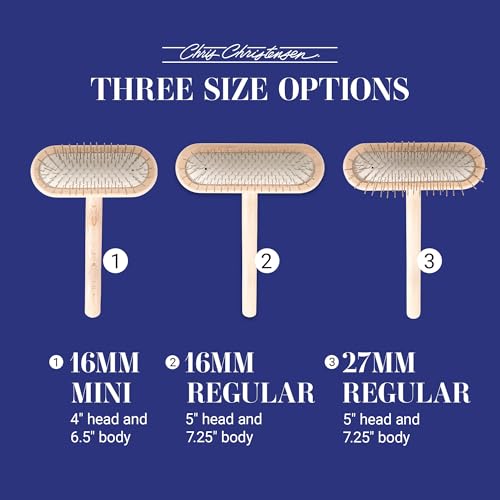 Chris Christensen Mini Grooming Brush - Comfortable High-Grade Stainless-Steel Rounded and Polished Pins - Removes Long & Loose Hair from Dogs & Cats - size: 16mm-Mini