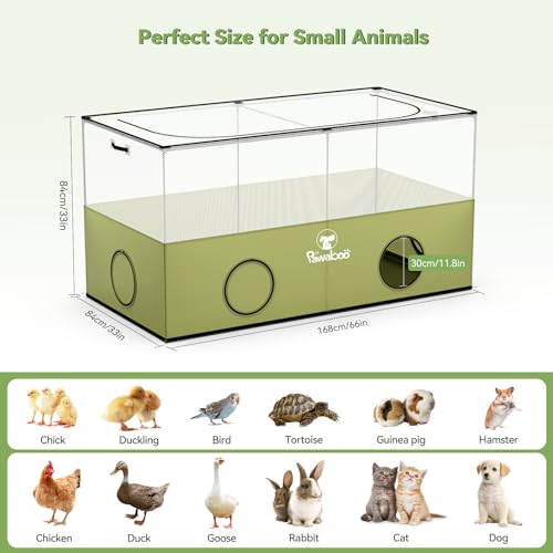 Pawaboo Small Animal Playpen, Foldable Pet Cage Tent, Green | For Puppy Kitten Guinea Pig Rabbit Chicken Hamster, Indoor Outdoor Use, Breathable Mesh Wall and Bottom - color: Avocado Green