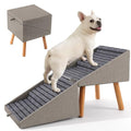 Dog Ramp for Bed & Couch, Dog Stairs 21.06 inches High for Large/Medium/Small Doggie,Split Ottoman Foldable 2 in 1 Wooden Pet Steps for Older and Injured Dogs, No-Slip Surface (17.13" H-Hemp Green) - size: 17.13" H-Hemp Green